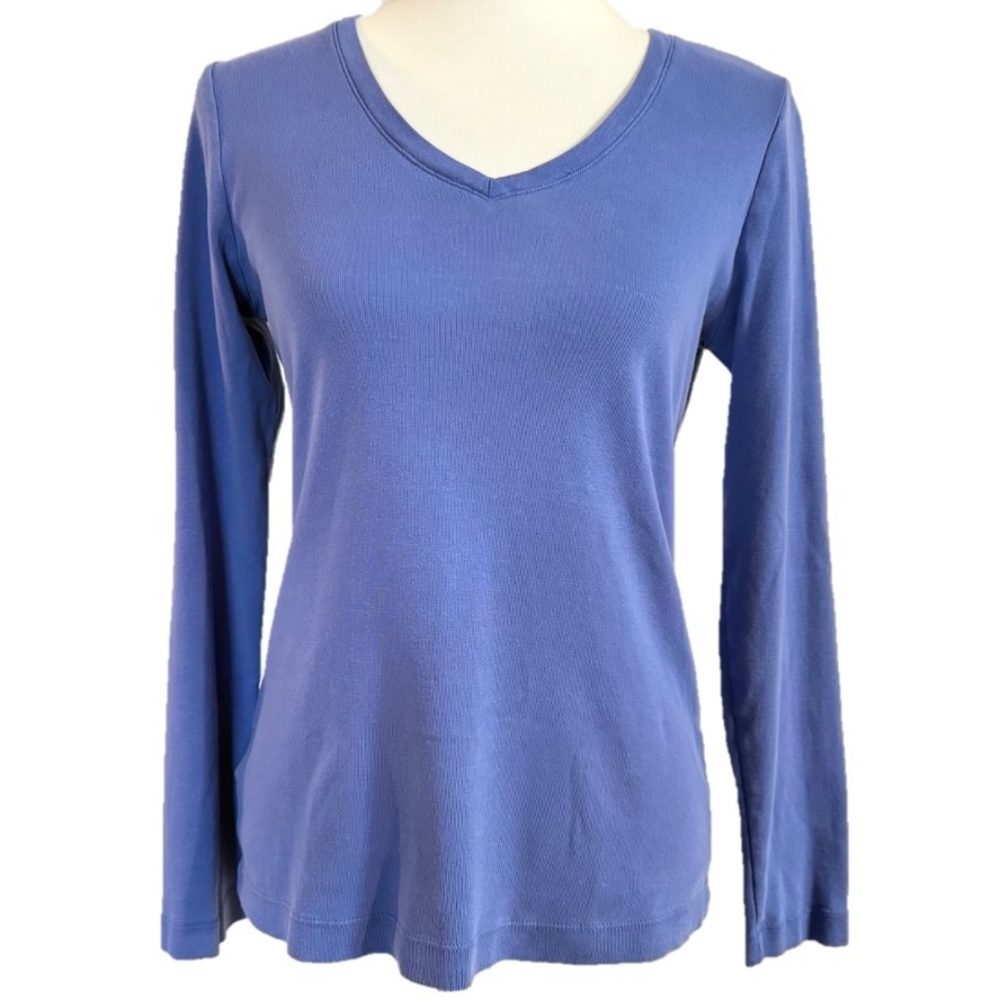 Eddie Bauer Cotton V-Neck Long Sleeve T Shirt Size M